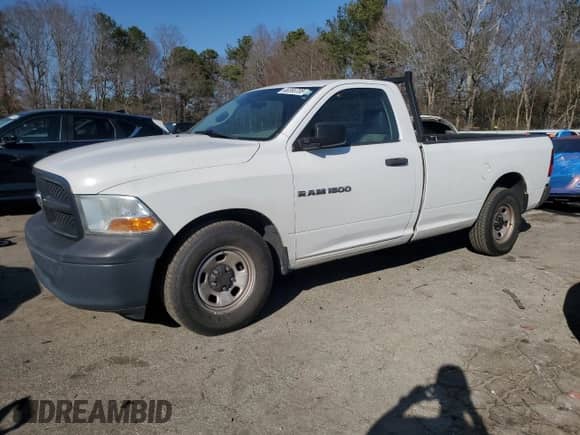 2012 Ram 1500 ST with VIN 3C6JD6DK0CG229325, listed as a Copart auction lot 46355735 with 182,667 mi miles and Clean title. Bid and sale history available at DreamBid. Image 1.