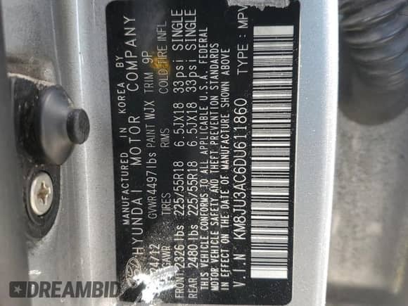 2013 Hyundai Tucson Limited с VIN KM8JU3AC6DU611860, выставлен на аукционе Copart как лот 64931335 с пробегом 222 704 миль миль и Списание • Salvage title. История ставок и продаж доступна на DreamBid. Изображение 14.