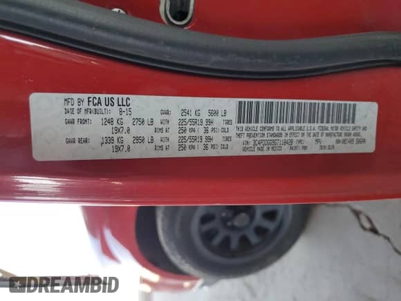 2016 Dodge Journey Crossroad with VIN 3C4PDDGG9GT118428, listed as a Copart auction lot 71531815 with 190,327 mi miles and Salvage title. Bid and sale history available at DreamBid. Image 12.