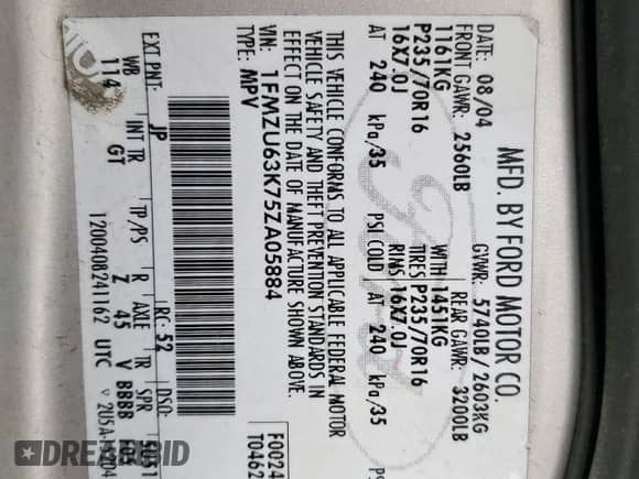 2005 Ford Explorer XLT z VIN 1FMZU63K75ZA05884, wystawiony jako Copart lot #62812105 z przebiegiem 156 583 mil mil oraz Szkoda całkowita • Salvage title. Historia ofert i sprzedaży dostępna na DreamBid. Obrazek 13.