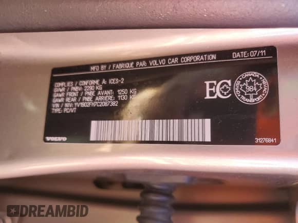 2012 Volvo S60 T6 с VIN YV1902FH7C2087382, выставлен на аукционе Copart как лот 84005115 с пробегом 202 464 миль миль и Чистый • Clean title. История ставок и продаж доступна на DreamBid. Изображение 12.