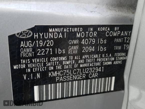 2020 Hyundai Ioniq SE с VIN KMHC75LC7LU232941, выставлен на аукционе Copart как лот 74970583 с пробегом 118 439 миль миль и . История ставок и продаж доступна на DreamBid. Изображение 13.