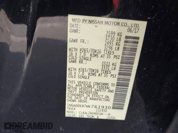 2017 Nissan Frontier SV with VIN 1N6AD0ER7HN761930, listed as a IAAI auction lot 43388305 with 115,379 mi miles and . Bid and sale history available at DreamBid. Image 9.