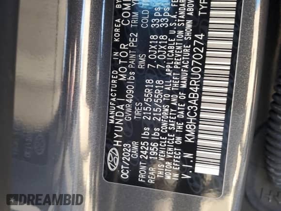 2024 Hyundai Kona SEL с VIN KM8HC3AB4RU070274, выставлен на аукционе Copart как лот 79359174 с пробегом 9 126 миль миль и Списание • Salvage title. История ставок и продаж доступна на DreamBid. Изображение 14.