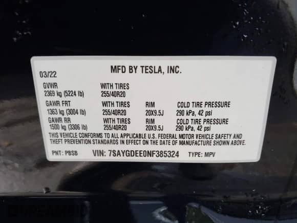 2022 Tesla Model Y Long Range z VIN 7SAYGDEE0NF385324, wystawiony jako IAAI lot #43128196 z przebiegiem 64 655 mil mil oraz . Historia ofert i sprzedaży dostępna na DreamBid. Obrazek 9.