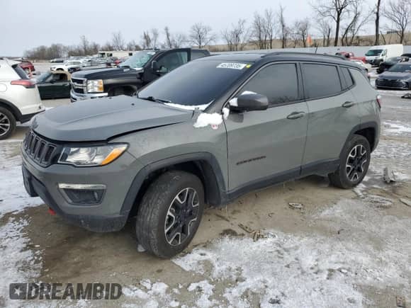 2021 Jeep Compass Trailhawk with VIN 3C4NJDDB8MT553610, listed as a Copart auction lot 45709735 with 96,602 mi miles and Salvage title. Bid and sale history available at DreamBid. Image 1.