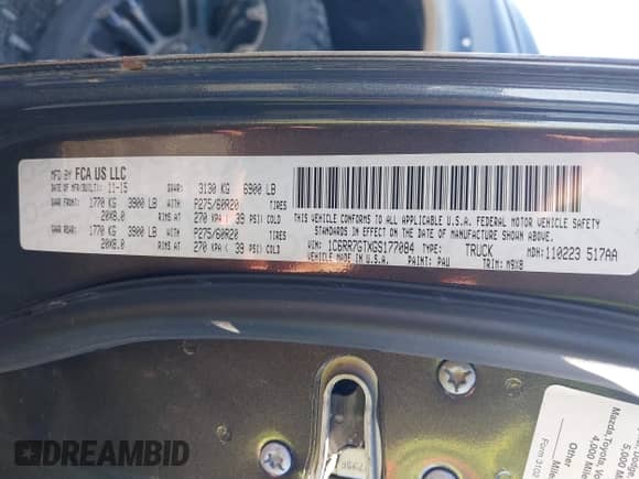 2016 Ram 1500 Outdoorsman z VIN 1C6RR7GTXGS177084, wystawiony jako IAAI lot #41832813 z przebiegiem 107 953 mil mil oraz . Historia ofert i sprzedaży dostępna na DreamBid. Obrazek 9.