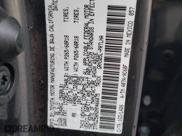 2022 Toyota Tacoma Limited with VIN 3TMGZ5AN2NM466075, listed as a Copart auction lot 85933694 with 40,606 mi miles and Salvage title. Bid and sale history available at DreamBid. Image 12.
