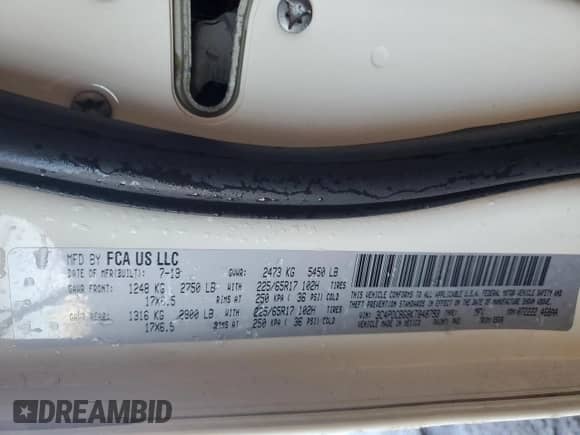 2019 Dodge Journey SE with VIN 3C4PDCBG8KT848793, listed as a Copart auction lot 80853205 with 69,226 mi miles and Clean title. Bid and sale history available at DreamBid. Image 13.