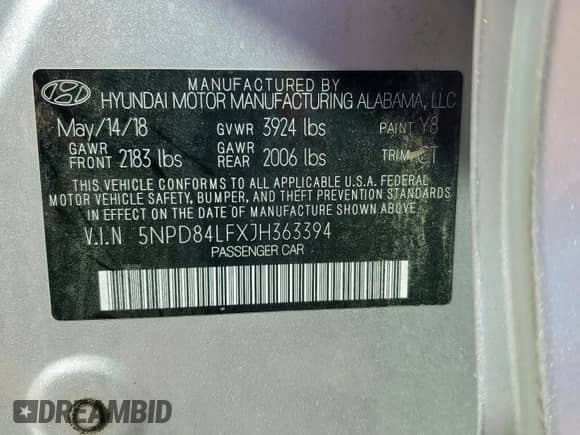 2018 Hyundai Elantra Value Edition z VIN 5NPD84LFXJH363394, wystawiony jako Copart lot #82159795 z przebiegiem 75 326 mil mil oraz Szkoda całkowita • Salvage title. Historia ofert i sprzedaży dostępna na DreamBid. Obrazek 13.