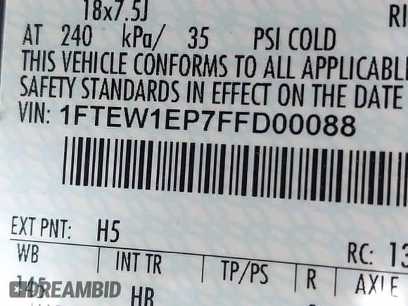 2015 Ford F-150 XLT с VIN 1FTEW1EP7FFD00088, выставлен на аукционе IAAI как лот 41364170 с пробегом 100 524 миль миль и . История ставок и продаж доступна на DreamBid. Изображение 9.