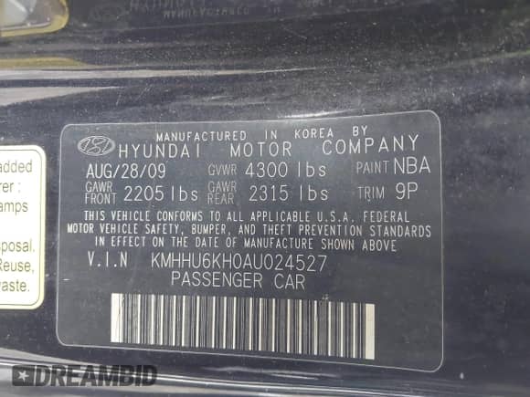 2010 Hyundai Genesis Coupe Grand Touring с VIN KMHHU6KH0AU024527, выставлен на аукционе IAAI как лот 43436176 с пробегом 181 173 миль миль и . История ставок и продаж доступна на DreamBid. Изображение 9.