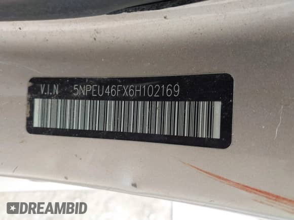 2006 Hyundai Sonata GLS with VIN 5NPEU46FX6H102169, listed as a IAAI auction lot 43289997 with 180,746 mi miles and . Bid and sale history available at DreamBid. Image 9.