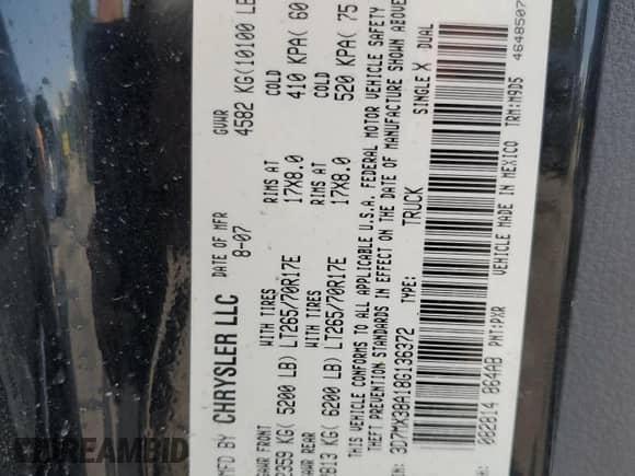 2008 Dodge 3500 SLT с VIN 3D7MX38A18G136372, выставлен на аукционе Copart как лот 57486325 с пробегом 260 979 миль миль и Списание • Salvage title. История ставок и продаж доступна на DreamBid. Изображение 12.