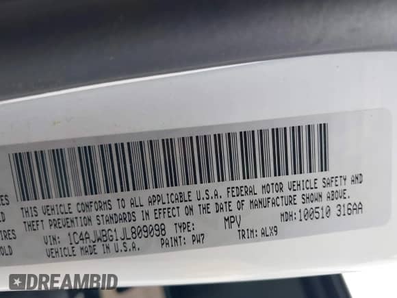 2018 Jeep Wrangler Sahara с VIN 1C4AJWBG1JL809098, выставлен на аукционе IAAI как лот 42875034 с пробегом 24 297 миль миль и . История ставок и продаж доступна на DreamBid. Изображение 9.