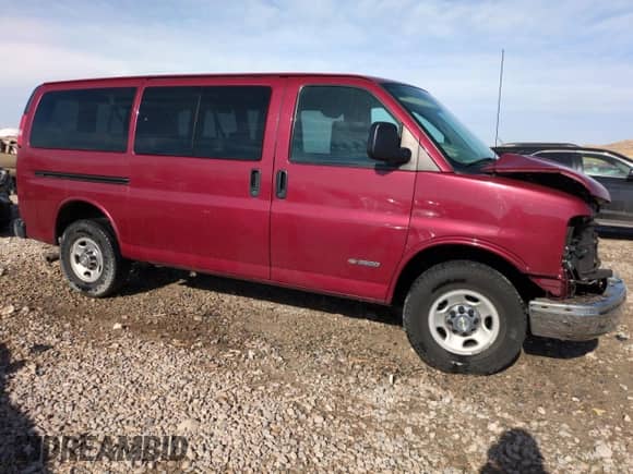 2006 Chevrolet Express Passenger with VIN 1GAHG35U361272100, listed as a Copart auction lot 80894584 with 195,675 mi miles and Salvage title. Bid and sale history available at DreamBid. Image 4.
