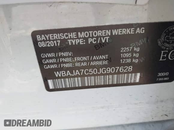 2018 BMW 5 Series 530i xDrive с VIN WBAJA7C50JG907628, выставлен на аукционе IAAI как лот 42646818 с пробегом 100 215 миль миль и . История ставок и продаж доступна на DreamBid. Изображение 9.