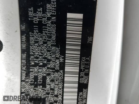 2011 Toyota Sienna LE AAS with VIN 5TDKK3DC4BS115354, listed as a Copart auction lot 46336475 with 237,384 mi miles and Non repairable. Bid and sale history available at DreamBid. Image 13.