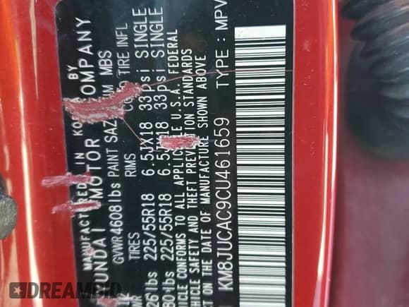 2012 Hyundai Tucson Limited z VIN KM8JUCAC9CU461659, wystawiony jako Copart lot #86997645 z przebiegiem 118 532 mil mil oraz Czysty tytuł • Clean title. Historia ofert i sprzedaży dostępna na DreamBid. Obrazek 13.