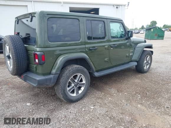 2021 Jeep Wrangler Unlimited Sahara High Altitude z VIN 1C4HJXEN1MW600736, wystawiony jako IAAI lot #42722197 z przebiegiem 34 391 mil mil oraz . Historia ofert i sprzedaży dostępna na DreamBid. Obrazek 4.