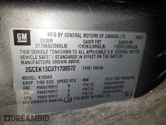 2007 Chevrolet Silverado 1500 LS с VIN 2GCEK13C871708572, выставлен на аукционе Copart как лот 49974605 с пробегом 239 042 миль миль и Чистый • Clean title. История ставок и продаж доступна на DreamBid. Изображение 12.