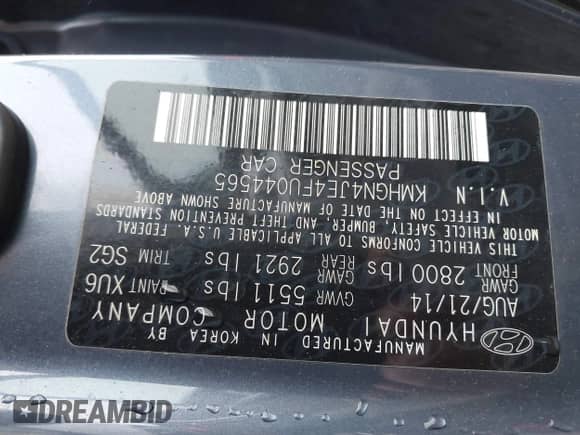 2015 Hyundai Genesis 3.8L with VIN KMHGN4JE4FU044565, listed as a IAAI auction lot 43036782 with 63,898 mi miles and . Bid and sale history available at DreamBid. Image 9.