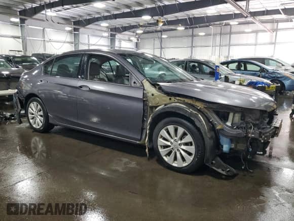 2014 Honda Accord EX-L with VIN 1HGCR3F85EA034083, listed as a Copart auction lot 72096445 with 95,311 mi miles and Salvage title. Bid and sale history available at DreamBid. Image 4.