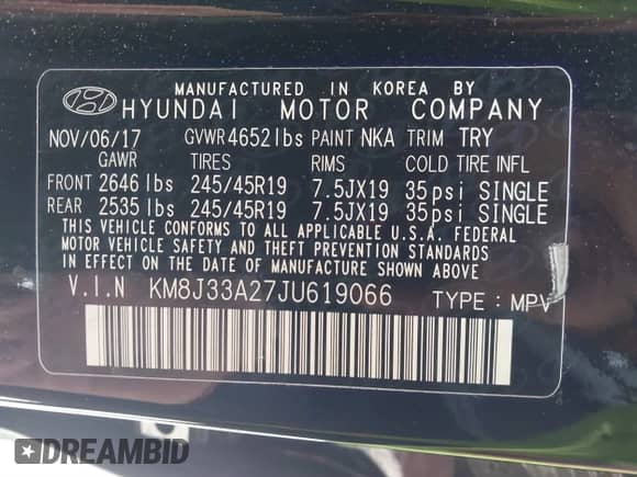 2018 Hyundai Tucson Value z VIN KM8J33A27JU619066, wystawiony jako IAAI lot #41351283 z przebiegiem 89 805 mil mil oraz . Historia ofert i sprzedaży dostępna na DreamBid. Obrazek 9.