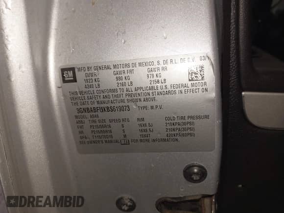 2011 Chevrolet HHR 1LT с VIN 3GNBABFUXBS619073, выставлен на аукционе IAAI как лот 42498004 с пробегом 101 453 миль миль и . История ставок и продаж доступна на DreamBid. Изображение 9.