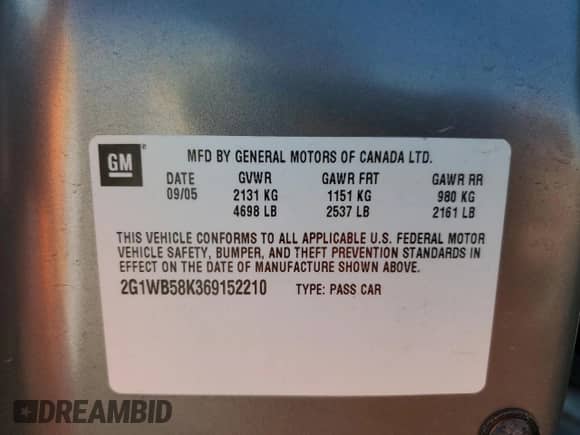 2006 Chevrolet Impala LS с VIN 2G1WB58K369152210, выставлен на аукционе Copart как лот 71539465 с пробегом Не указан миль и Списание • Salvage title. История ставок и продаж доступна на DreamBid. Изображение 12.