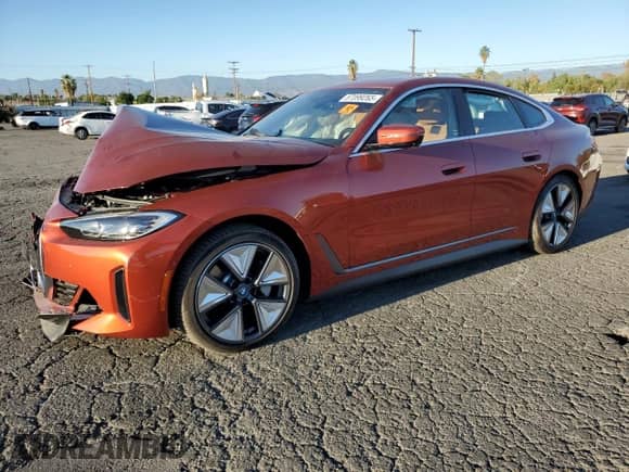 2023 BMW i4 eDrive40 with VIN WBY73AW00PFP67453, listed as a Copart auction lot 87099265 with Not provided miles and Salvage title. Bid and sale history available at DreamBid. Image 1.