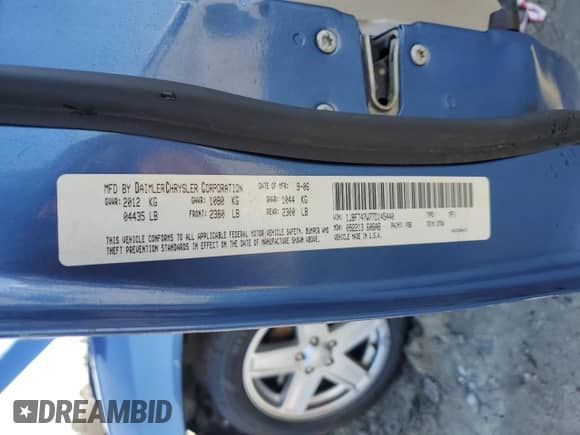 2007 Jeep Compass Sport with VIN 1J8FT47W77D145440, listed as a Copart auction lot 44413885 with 152,957 mi miles and Salvage title. Bid and sale history available at DreamBid. Image 13.