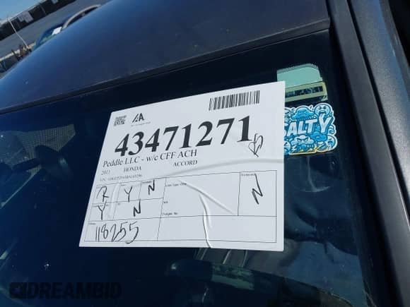 2011 Honda Accord SE с VIN 1HGCP2F65BA143296, выставлен на аукционе IAAI как лот 43471271 с пробегом 118 255 миль миль и . История ставок и продаж доступна на DreamBid. Изображение 13.