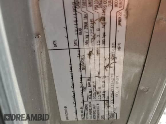 2000 Chevrolet Express Cargo YF7 z VIN 1GBFG15R4Y1184579, wystawiony jako Copart lot #67897225 z przebiegiem 147 325 mil mil oraz Czysty tytuł • Clean title. Historia ofert i sprzedaży dostępna na DreamBid. Obrazek 13.