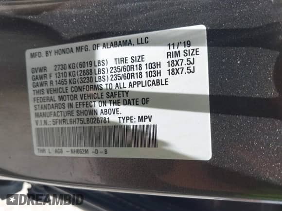 2020 Honda Odyssey EX-L с VIN 5FNRL6H75LB026781, выставлен на аукционе IAAI как лот 42446344 с пробегом 138 933 миль миль и . История ставок и продаж доступна на DreamBid. Изображение 9.