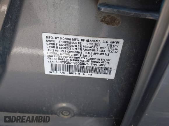 2009 Honda Pilot LX с VIN 5FNYF38209B005576, выставлен на аукционе IAAI как лот 42441729 с пробегом 228 345 миль миль и . История ставок и продаж доступна на DreamBid. Изображение 9.