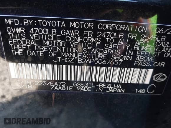 2023 Lexus IS 350 F Sport z VIN JTHGZ1B26P5067657, wystawiony jako IAAI lot #41894342 z przebiegiem 30 402 mil mil oraz . Historia ofert i sprzedaży dostępna na DreamBid. Obrazek 9.