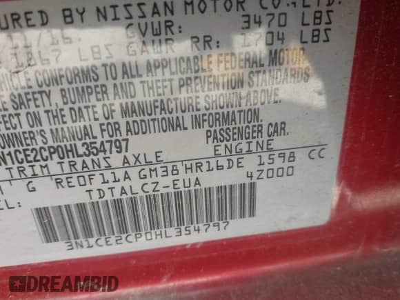 2017 Nissan Note SV с VIN 3N1CE2CP0HL354797, выставлен на аукционе IAAI как лот 42080794 с пробегом 74 878 миль миль и . История ставок и продаж доступна на DreamBid. Изображение 9.