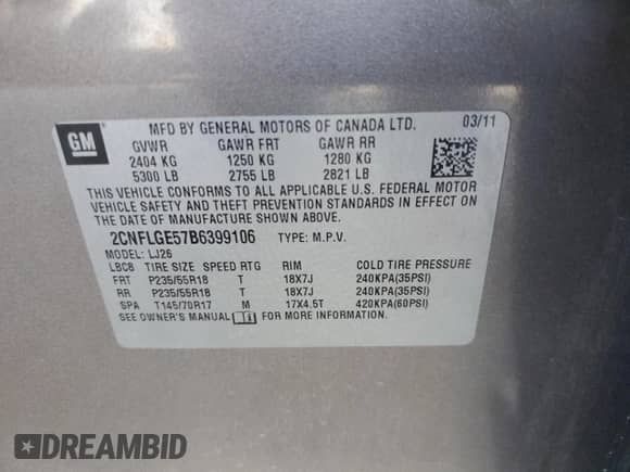 2011 Chevrolet Equinox LTZ with VIN 2CNFLGE57B6399106, listed as a Copart auction lot 84002005 with 208,530 mi miles and Salvage title. Bid and sale history available at DreamBid. Image 13.