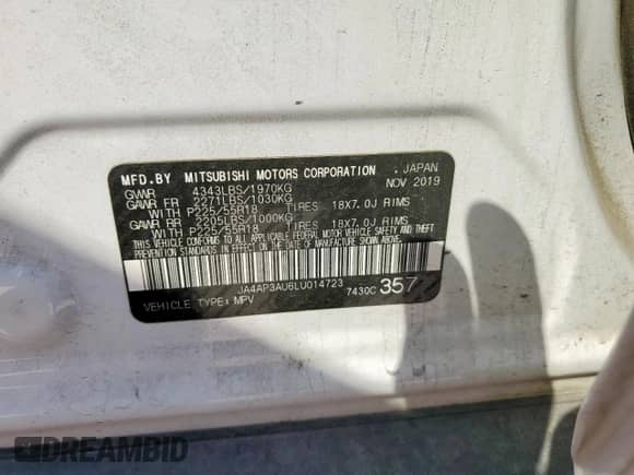 2020 Mitsubishi Outlander ES с VIN JA4AP3AU6LU014723, выставлен на аукционе Copart как лот 85325755 с пробегом 73 761 миль миль и Списание • Salvage title. История ставок и продаж доступна на DreamBid. Изображение 12.