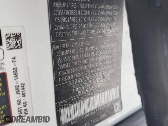 2018 Land Rover Range Rover Sport SE with VIN SALWG2RV2JA401442, listed as a Copart auction lot 80632275 with 78,375 mi miles and Salvage title. Bid and sale history available at DreamBid. Image 13.