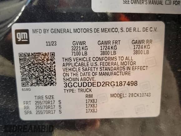 2024 Chevrolet Silverado 1500 LT with VIN 3GCUDDED2RG187498, listed as a Copart auction lot 68633555 with 30,818 mi miles and Clean title. Bid and sale history available at DreamBid. Image 13.