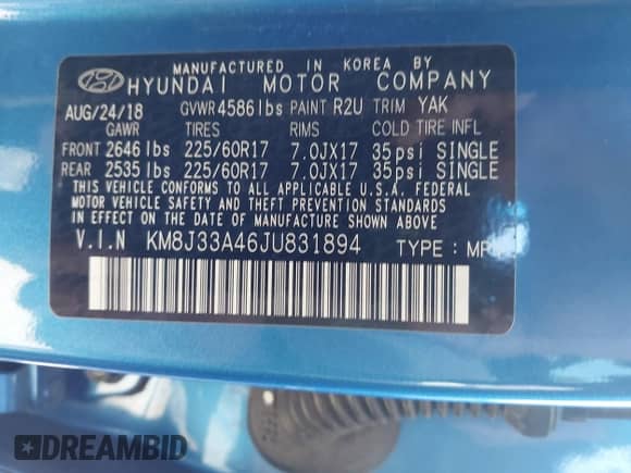 2018 Hyundai Tucson SEL Plus с VIN KM8J33A46JU831894, выставлен на аукционе IAAI как лот 42794358 с пробегом 56 965 миль миль и . История ставок и продаж доступна на DreamBid. Изображение 9.