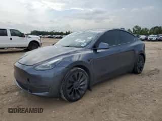 2022 Tesla Model Y Performance with VIN 7SAYGDEF0NF554542, listed as a Copart auction lot 64742054 with 38,645 mi miles and Salvage title. Bid and sale history available at DreamBid. Image 1.