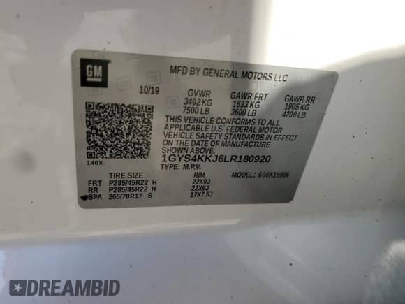 2020 Cadillac Escalade ESV Platinum with VIN 1GYS4KKJ6LR180920, listed as a Copart auction lot 45509335 with Not provided miles and Non repairable. Bid and sale history available at DreamBid. Image 13.