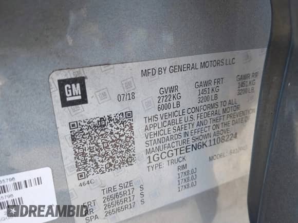2019 Chevrolet Colorado 4WD ZR2 с VIN 1GCGTEEN6K1108224, выставлен на аукционе IAAI как лот 42879330 с пробегом 83 362 миль миль и . История ставок и продаж доступна на DreamBid. Изображение 9.