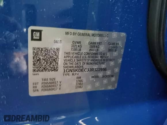 2018 Chevrolet Tahoe Commercial z VIN 1GNSKDEC3JR322956, wystawiony jako Copart lot #81214455 z przebiegiem 138 389 mil mil oraz Szkoda całkowita • Salvage title. Historia ofert i sprzedaży dostępna na DreamBid. Obrazek 13.