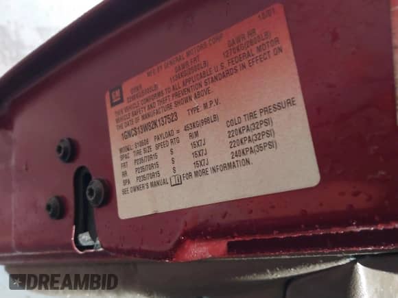 2002 Chevrolet Blazer LS с VIN 1GNCS13W82K137523, выставлен на аукционе IAAI как лот 41533011 с пробегом 87 229 миль миль и . История ставок и продаж доступна на DreamBid. Изображение 9.