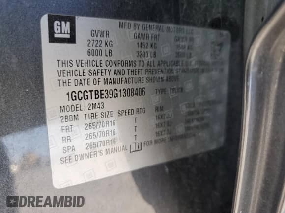 2016 Chevrolet Colorado 4WD WT с VIN 1GCGTBE39G1308406, выставлен на аукционе Copart как лот 52043285 с пробегом 61 732 миль миль и Списание • Salvage title. История ставок и продаж доступна на DreamBid. Изображение 12.