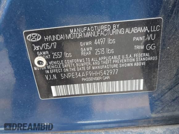 2017 Hyundai Sonata Sport с VIN 5NPE34AF9HH542977, выставлен на аукционе IAAI как лот 43201020 с пробегом 170 469 миль миль и . История ставок и продаж доступна на DreamBid. Изображение 9.